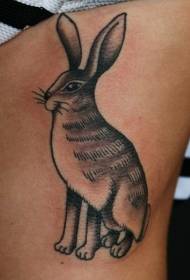 Taille Seite interessantes Design Schwarz-Weiß-Hase Tattoo Bild