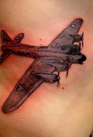 disegno del tatuaggio bomber in frassino nero sul lato vita