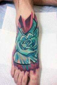 Instep Blue Rose Tattoo Pattern