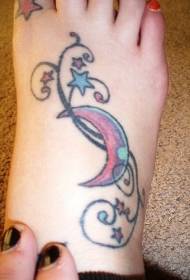 ženské nárt barvy měsíc a hvězdy tetování vzor