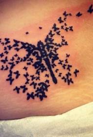 tumbo kipepeo ndogo mchanganyiko kipepeo nyeusi tattoo muundo