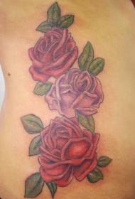 side rib color rose ຮູບແບບ tattoo ກຸຫລາບທີ່ສວຍງາມ