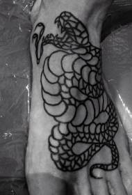 pēdas muguras vecās skolas melnās līnijas čūskas tetovējuma modelis