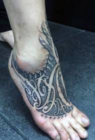 collo del piede misterioso totem bianco e nero motivo decorativo tatuaggio