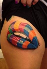 girls thighs painted geometric simple lines lips tattoo pictures