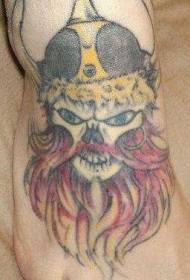腳背彩色的海盜骷髏紋身圖案