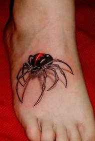 3d realistiese spinnekop tatoeëring op die kruin