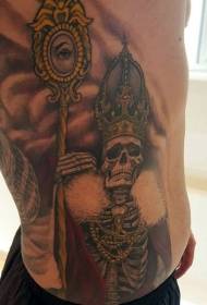 side ribben Farve kranium med sceptre øje tatovering mønster