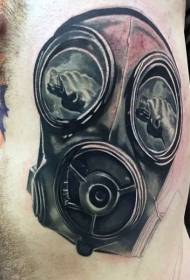 Stranska rebra vzorca tetovaže s črno plinsko masko