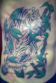 cintura à u latu di a cintura di ghjungla in ghjungla di mudellu di tatuaggi di tigre