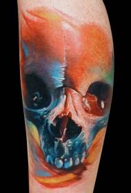 шема на тетоважа на черепот на акварел на нозете
