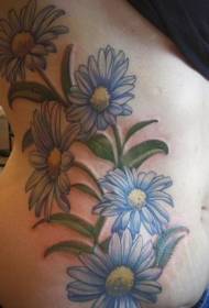rusuk sisi lucu pola bunga tato daisy berwarna