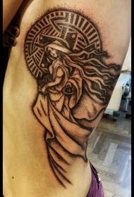 side rib mysterious Lady and special symbol prick tattoo pattern