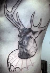 modello di tatuaggio cervo divertente colore costola laterale