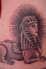 side rib simple black sphinx Face-like statue tattoo pattern