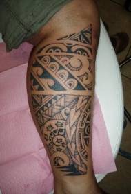 kafafu biyu baƙar fata Polynesian totem tattoo