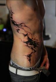 costillas laterales de los hombres línea abstracta negro tatuaje patrón ojo