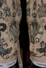 mage med pilen för döden häst färg tatuering mönster