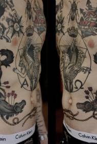 buik met die pyl van die dood perd kleur tatoeëring patroon