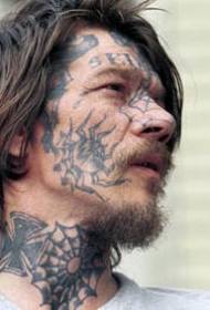 muški oblik lica tetovaža pauka za lice i vrat