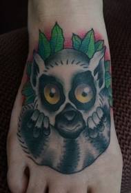 instep cute cute lemur pattern di tatuaggi di foglia