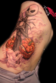skull Jack and Halloween pumpkin and ghost tattoo pattern