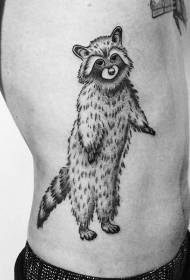 Side rib gravure styl swarte grutte wasbeer tattoo patroan