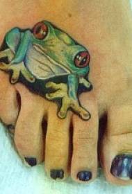 गोंडस हिरव्या बेडूक गोंदण नमुना instep