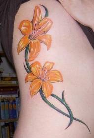 taillezijde kleur gele lelie Bloem tattoo patroon