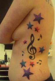 talio flanko treble klapa pentagramo kaj melodio tatuaje ŝablono