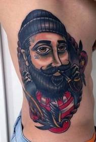 bočno rebro crtić pušenje mornarski portret tetovaža uzorak