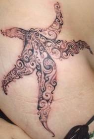 waist waist ສີນ້ໍາຕານໃຫຍ່ຮູບແບບ tattoo starfish curly