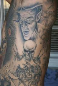 syribbes afgryse styl swart en wit verskillende monster tattoo patroon