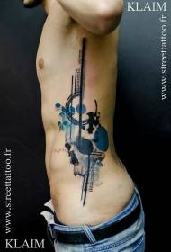 motivo tatuaggio teschio stile moderno colore lato vita