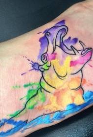 instep water color crying hippo tattoo pattern