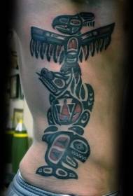 waist side color tribal statue tattoo pattern