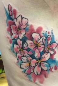 warna sisi pinggang pola tato bunga alami