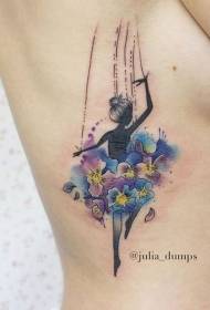 waist side uniquely designed little doll dancer tattoo pattern