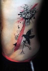 колір талії ворон сучасного стилю з ювелірним малюнком татуювання