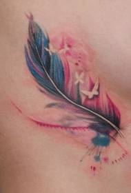 бічні ребра чорнилом кольором перо метелик татуювання візерунок