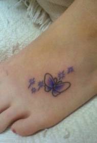 motivo del tatuaggio sul collo del piede farfalla viola carino