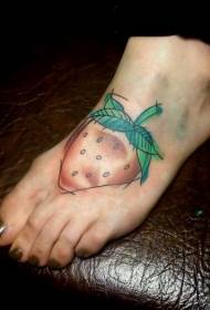 model simplu de tatuaj de căpșuni de casă pentru femeie instep