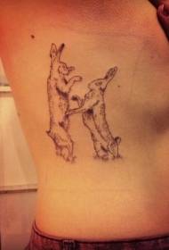 bò ren nwa e blan lapen tatoo batay modèl
