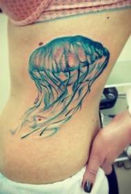 tulang rusuk sebelah Corak tatu jellyfish yang berwarna-warni