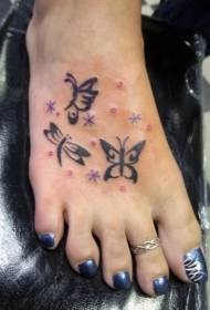 instep enkla tribal butterfly tatuering mönster