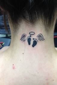 hals vackra baby fotavtryck och vingar tatuering mönster