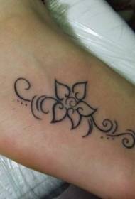 simple flower vine tattoo pattern on the instep