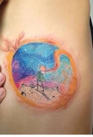 sisi tulang rusuk kartun pola tato warna gadis misterius