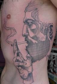 girovita semplice uomo fumante Tatuaggio