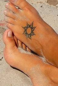 instep black sun totem tattoo pattern